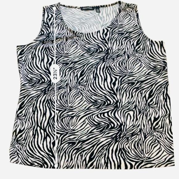 Notations casual/semi-dress top blouse L zebra print whiteblack sleeveless flowy - Picture 4 of 10